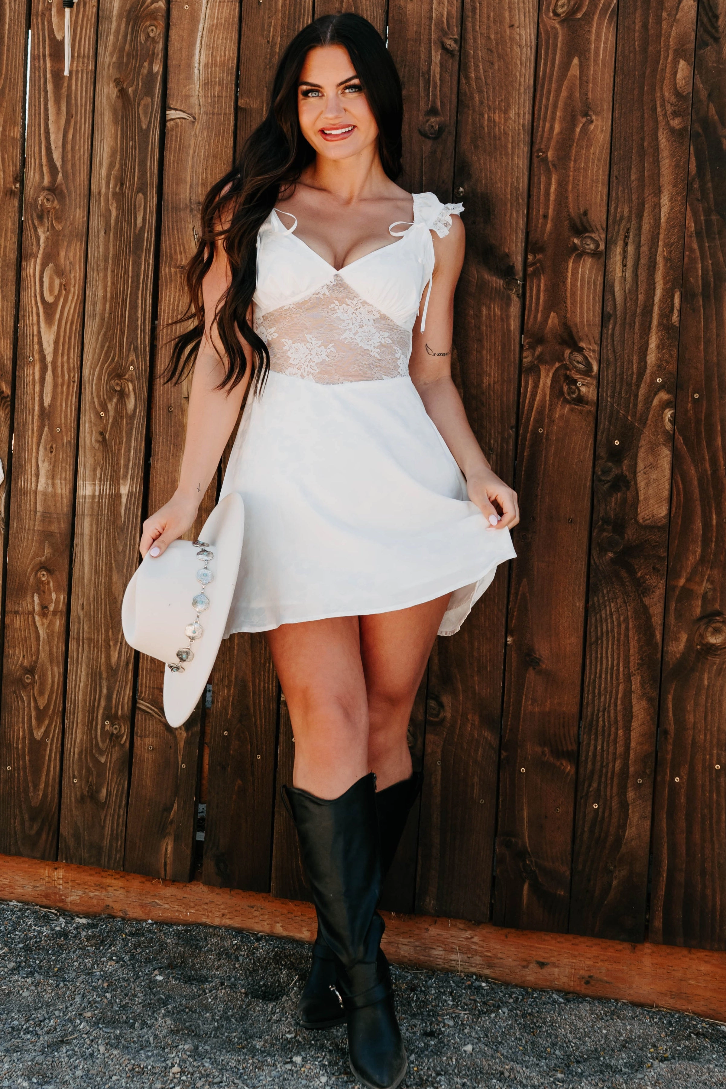 All Inclusive Moonlit Reverie Satin Jacquard Mini Dress (White)