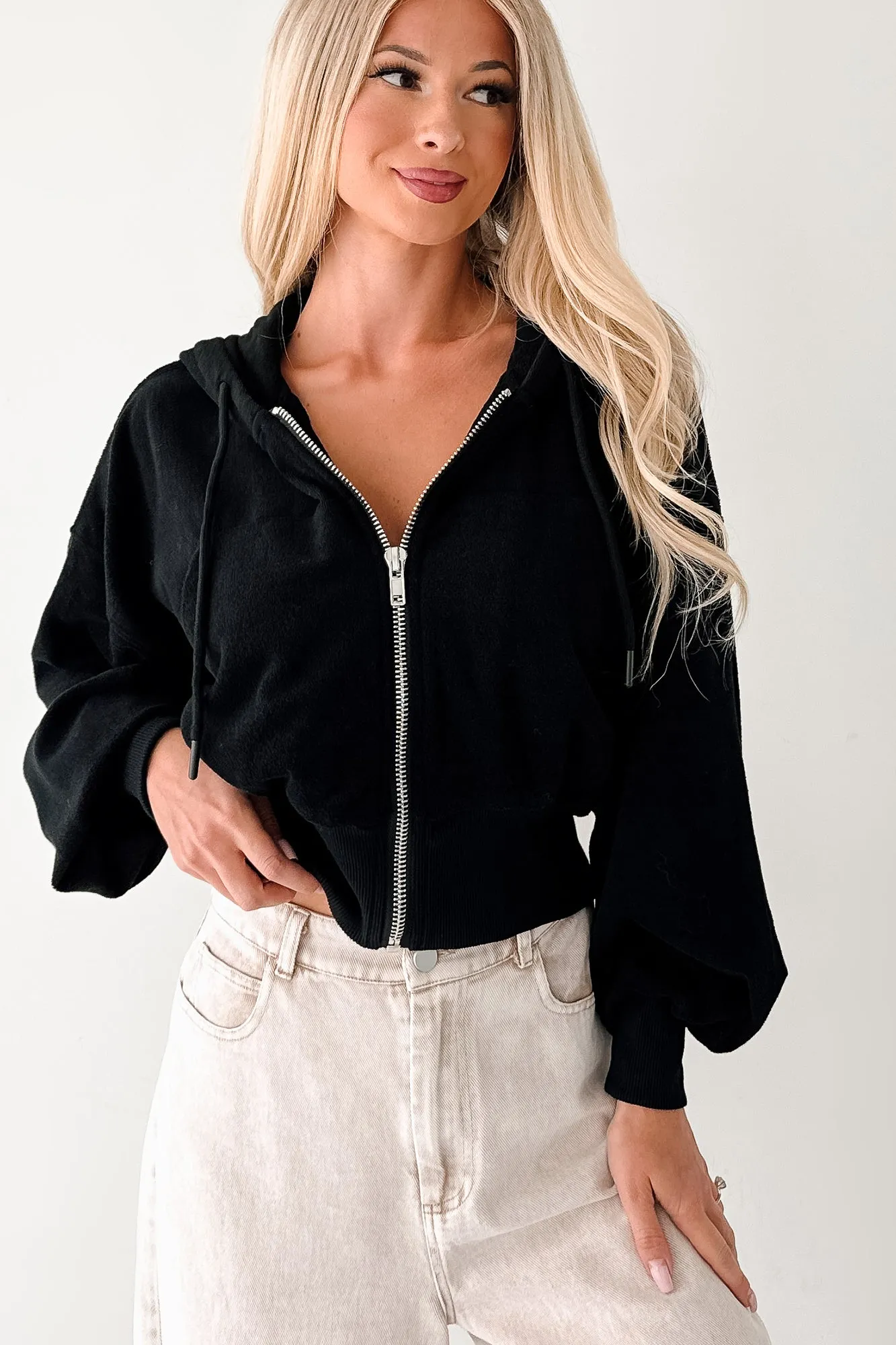 Morning Moods Signature 8 Zip-Up Hoodie Jacket (Black) Effortless Wear Gallery