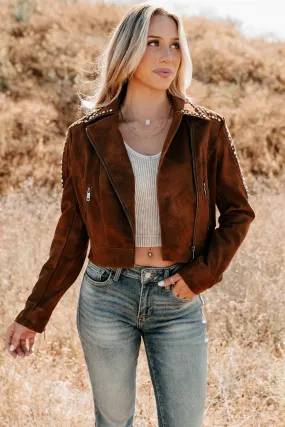 Boots & Blush Rhinestone Studded Suede Jacket (Camel) sun resistant