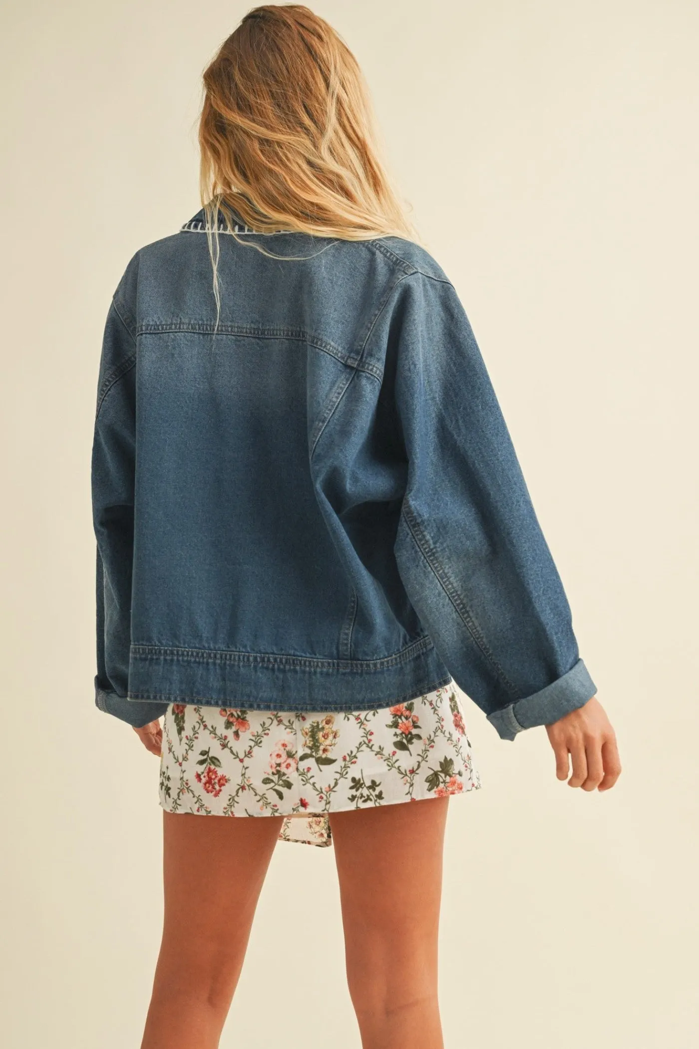 ALEX COLLARED DENIM JACKET AntiPillingTechnology Elegant Cardigan