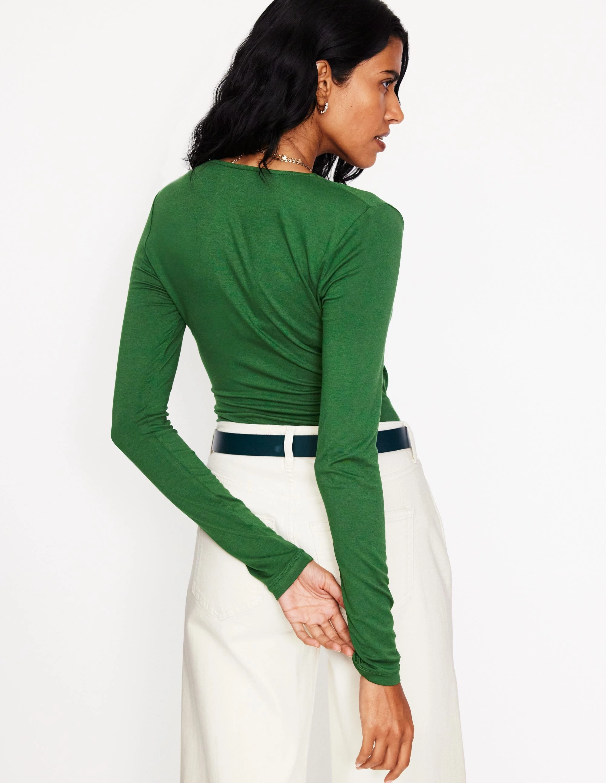 Long Sleeve Wrap Top-Pine BondedShoulder