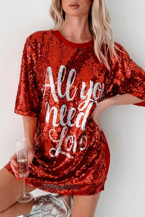 Perfect For Any Occasion My Valentine Moto Sequin Mini Dress (Red)