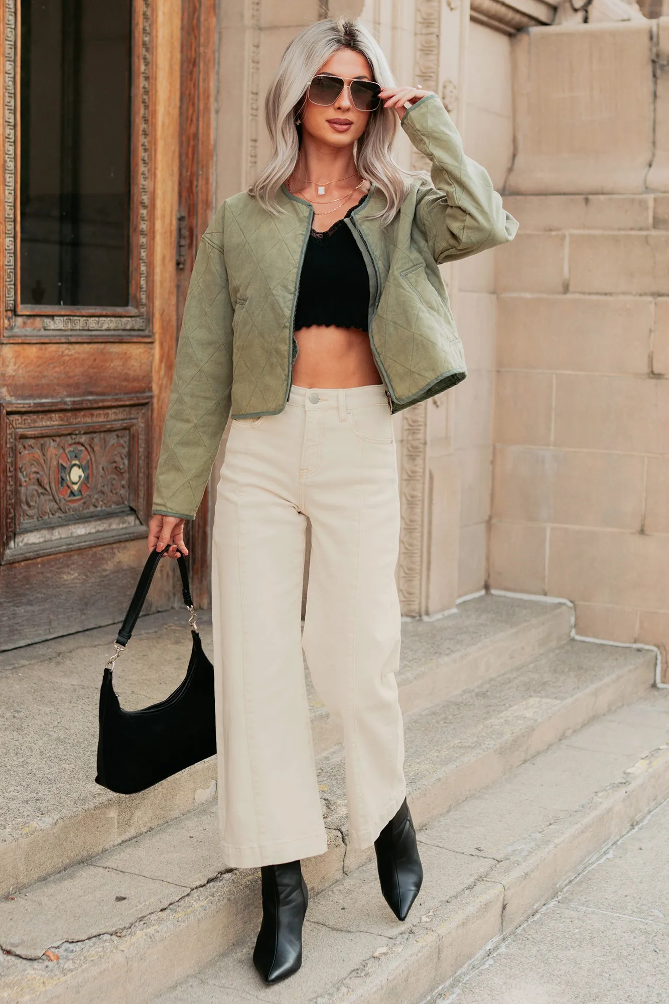 swimmers Natural Essence Quilted Zip-Up Jacket (Vintage Olive)