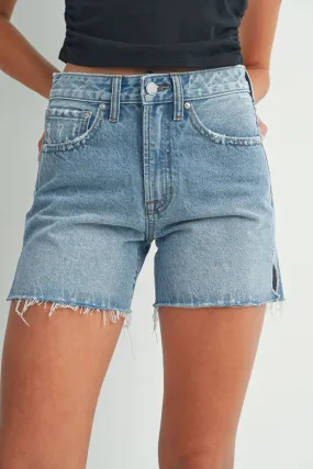 NICOLE SIDE SLIT DENIM SHORTS Comfy Wear