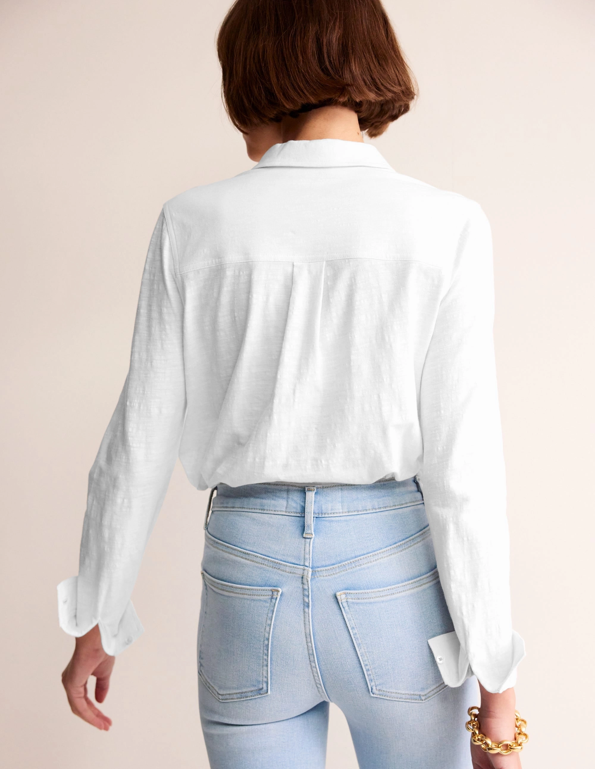 Amelia Jersey Shirt-White Compression Gradient Thermal Regulation Fabric