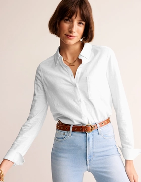 Reinforced Shoulder Amelia Jersey Shirt-White