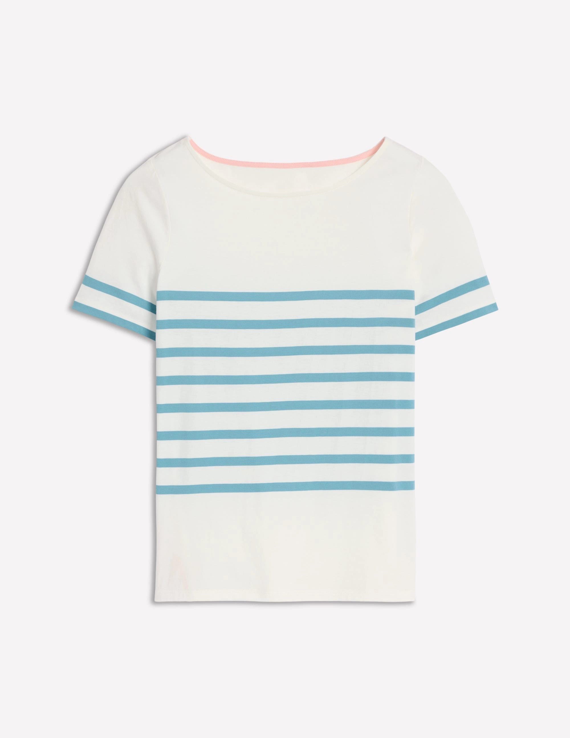 Ella Short Sleeve Breton-Ivory, Duck Egg Blue Non Chafing Edges Stylish T-shirt