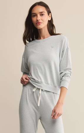 Bisou Stripe Long Sleeve Shirt in Light Denim Tencel Lyocell Fiber