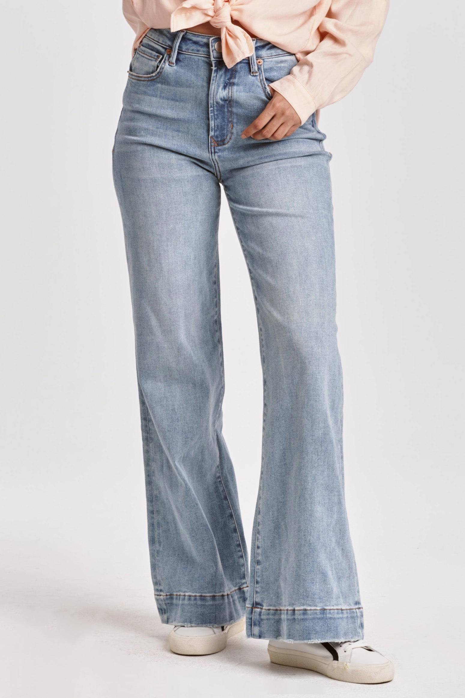 Dear John Fiona Super High Rise Wide Leg Jeans in Montilla Bohemian style