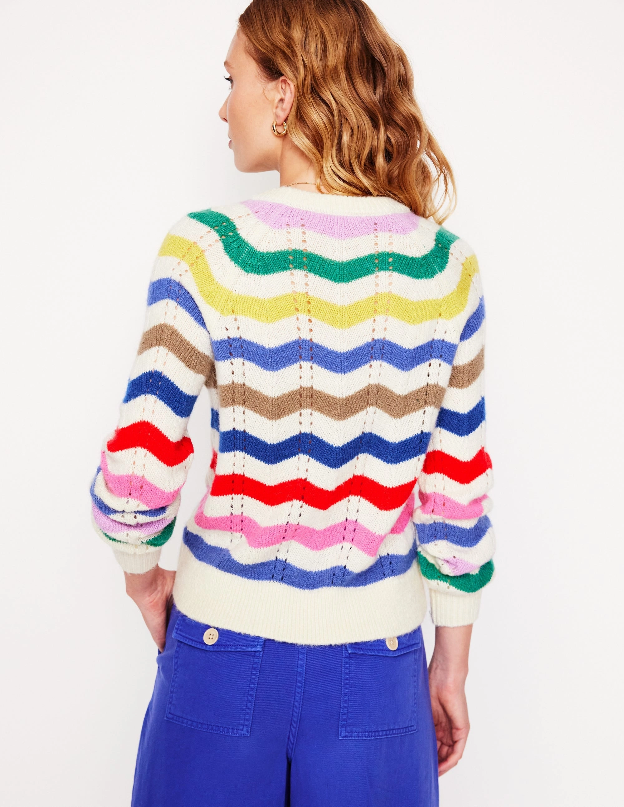 Weekend Classic VeganFriendly Material Alice Fluffy Raglan Jumper-Rainbow Wave