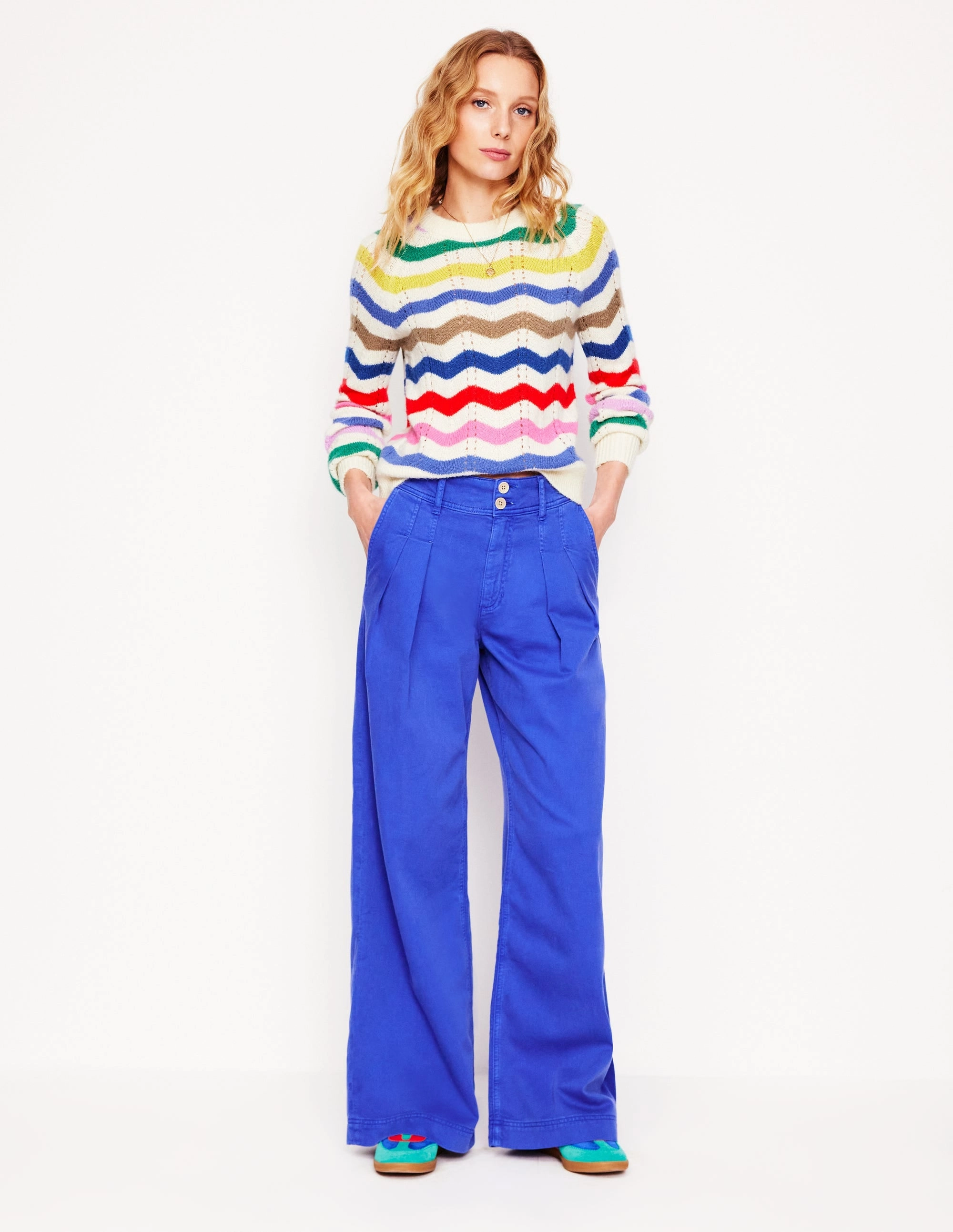 Anti Pilling Technology Bamboo Fiber Composition Alice Fluffy Raglan Jumper-Rainbow Wave