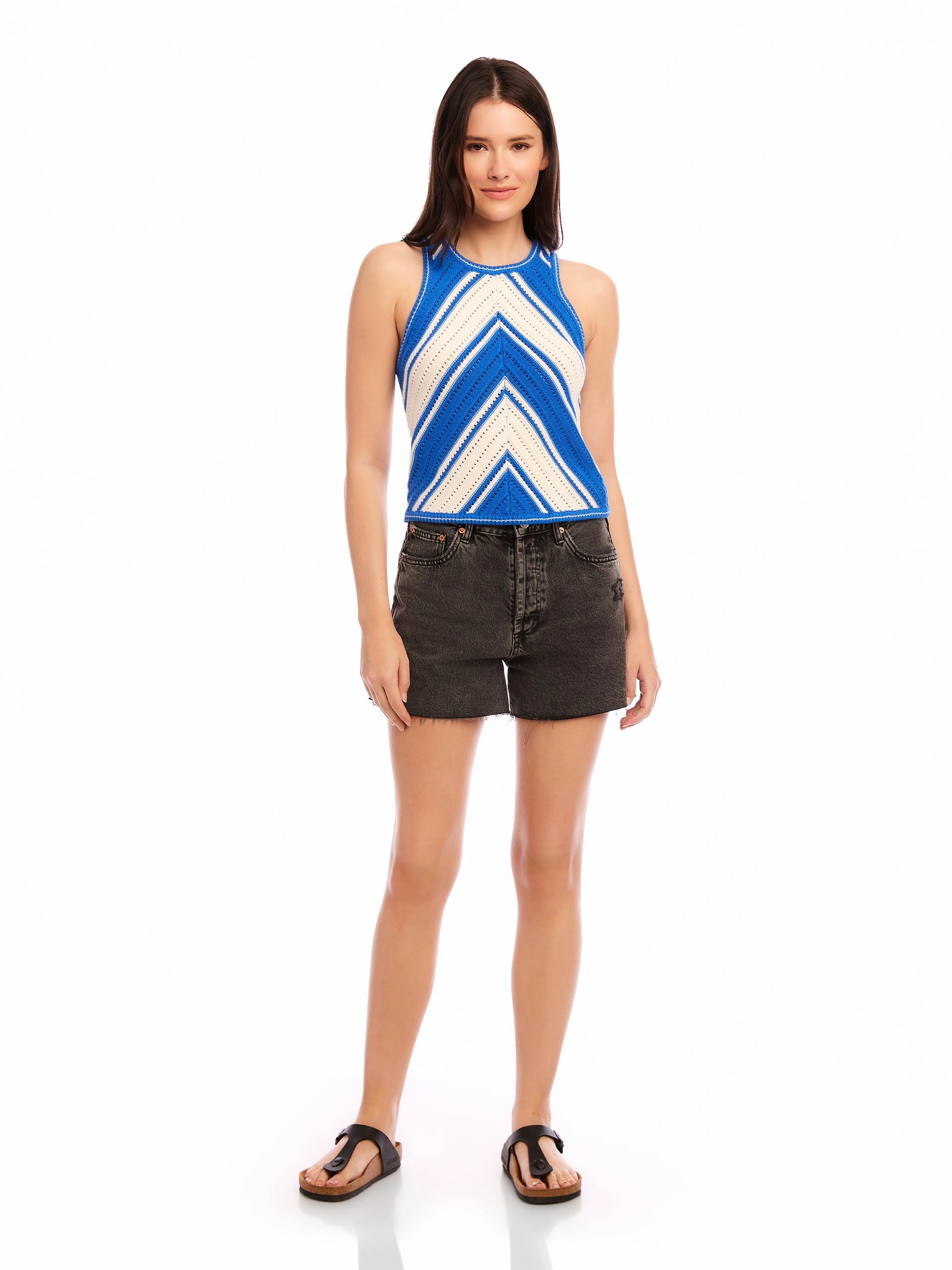 Alice Crochet Tank in Blue Wear Resistant Edge