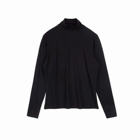 Layering Turtleneck | Black Shape Retention Fabric Light Reflective Printing
