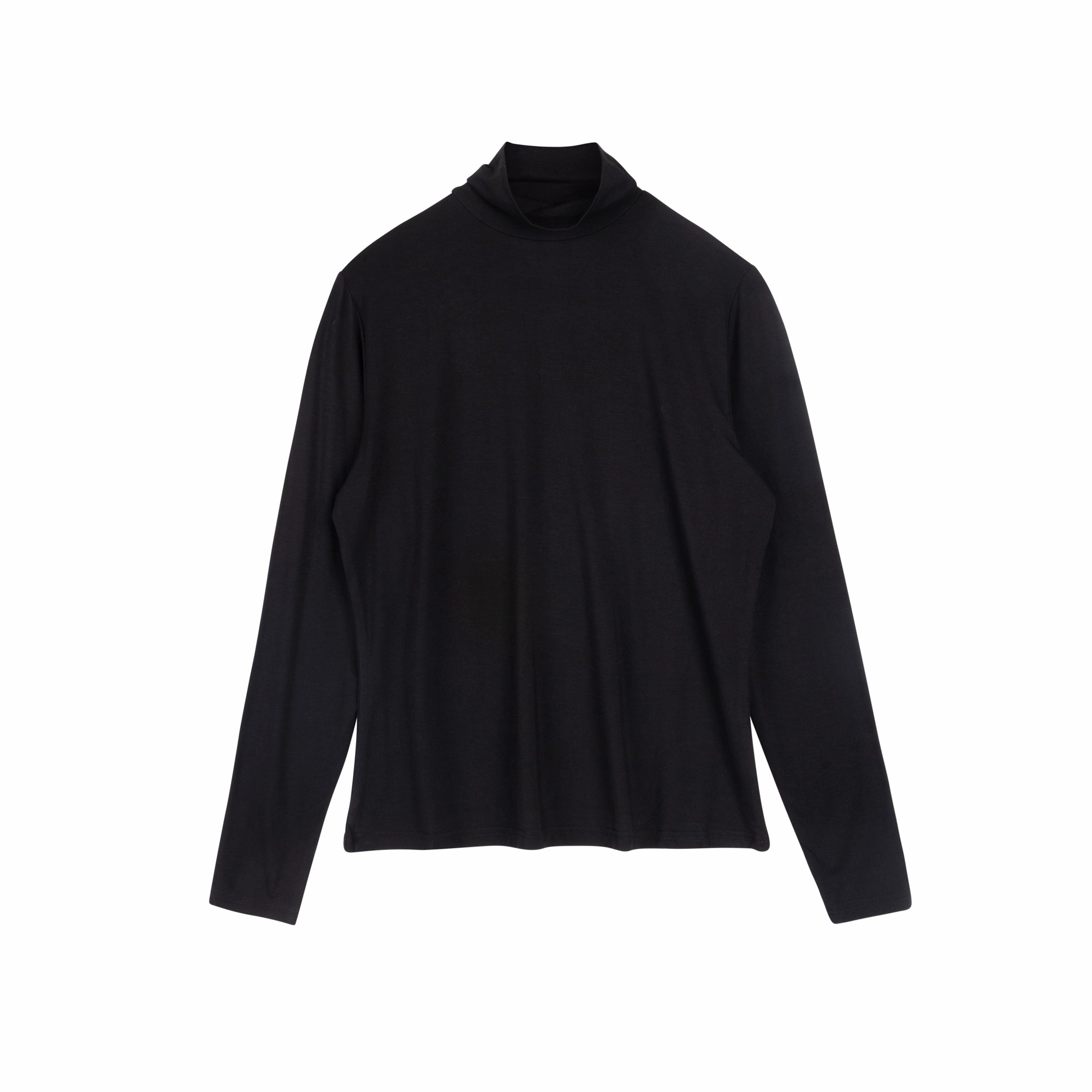 Layering Turtleneck | Black Shape Retention Fabric Light Reflective Printing