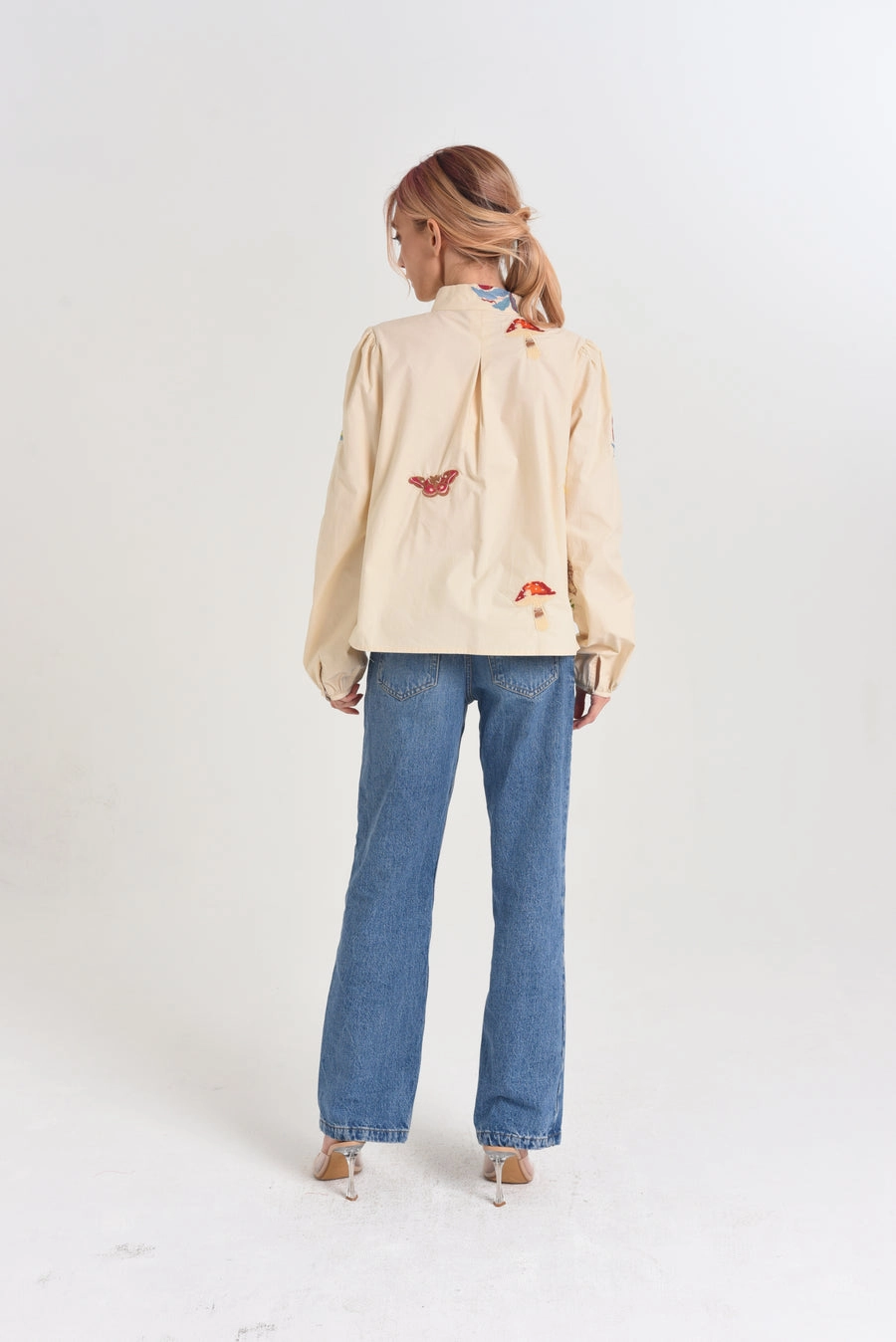Emmy Embroidered Parkscape Top in Cream DoubleLayeredShoulders