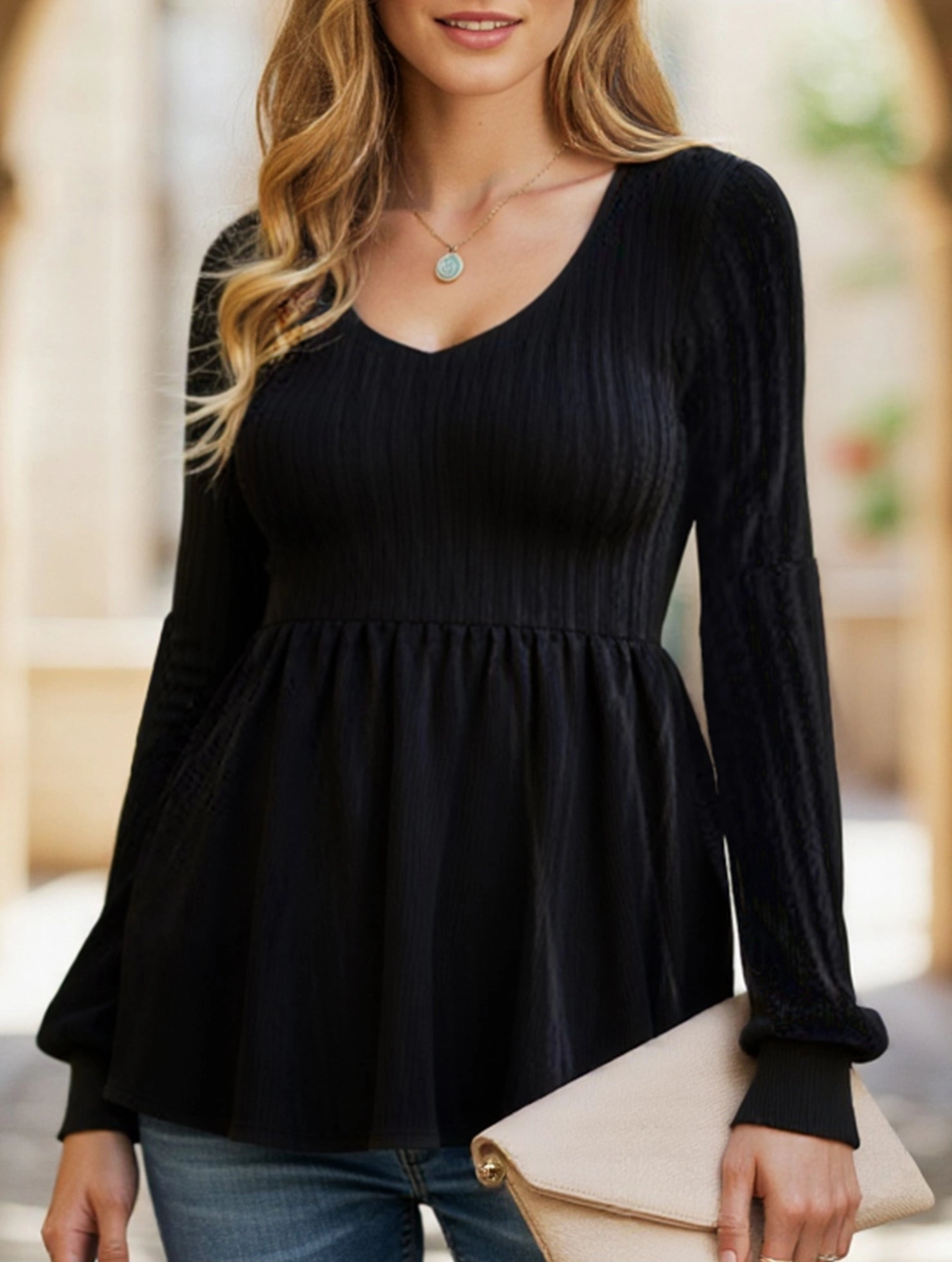 Soft Cotton Blend Reflective Accent Trim Loose and slim round neck oversized T-shirt