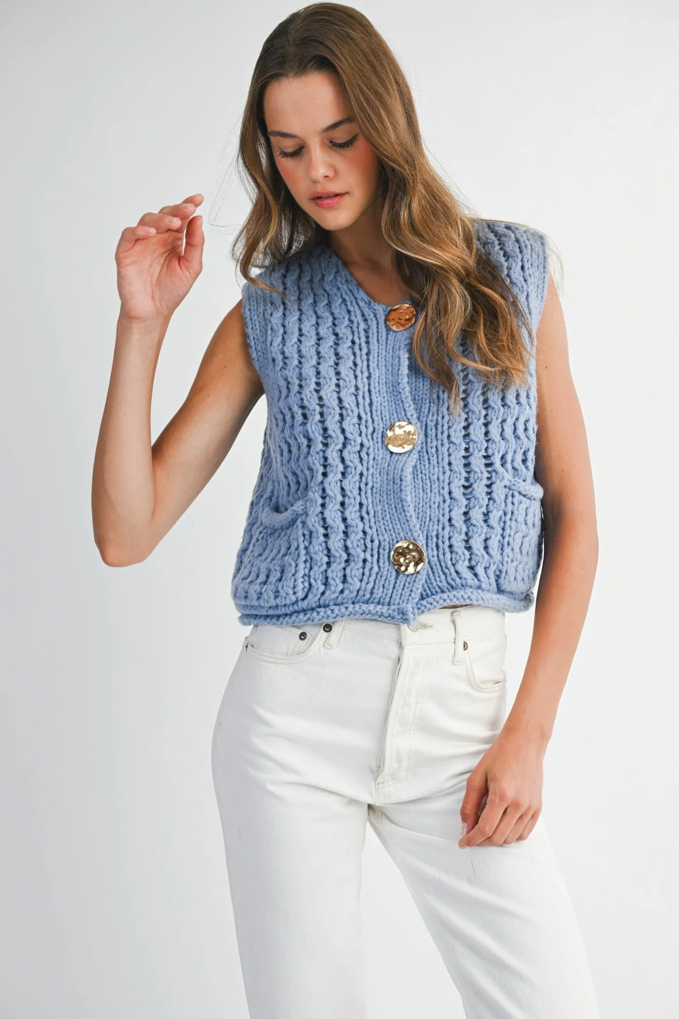 NORA CHUNKY KNIT VEST MeshPanelIntegration