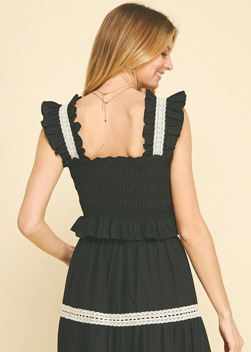 NORA LACE EMBROIDERED CAMI TOP Stretch Material