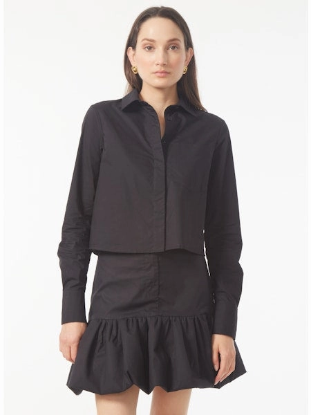 Odette Blouse in Black Low Profile Zipper FlexibleCollar