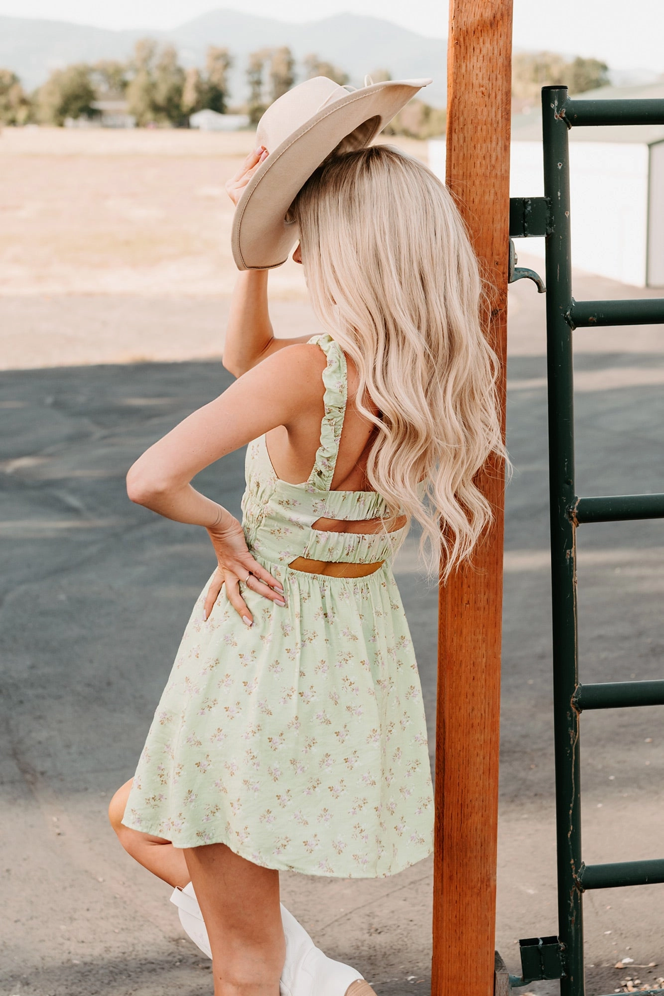 Perfect For You Floral Cutout Mini Dress (Sage) Mood Comfort