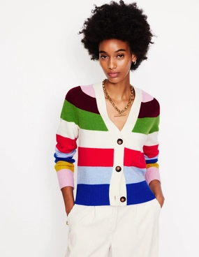 Travel Layer Olivia Merino Cardigan-Multi, Rainbow