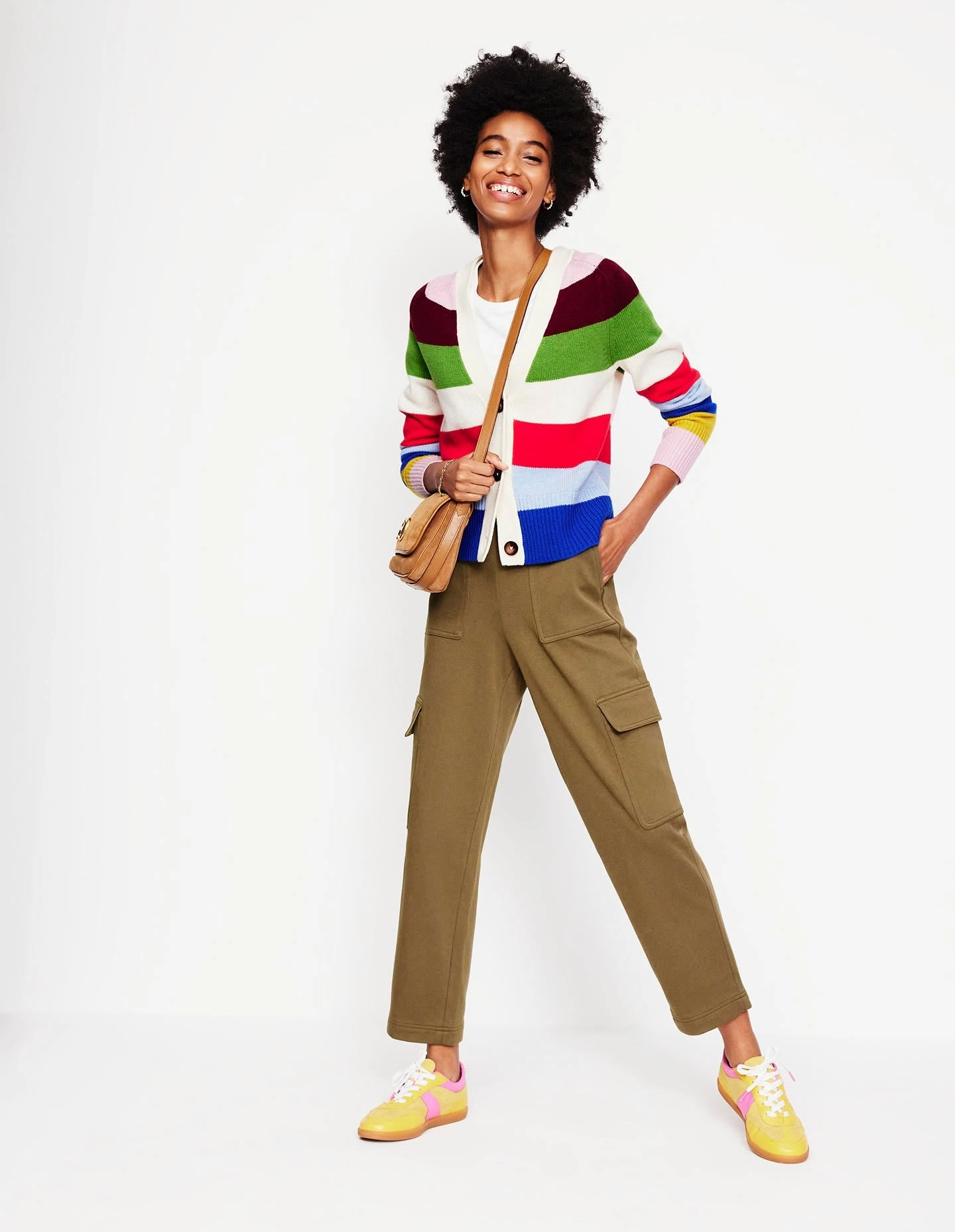 Soft Drape Work From Home Olivia Merino Cardigan-Multi, Rainbow