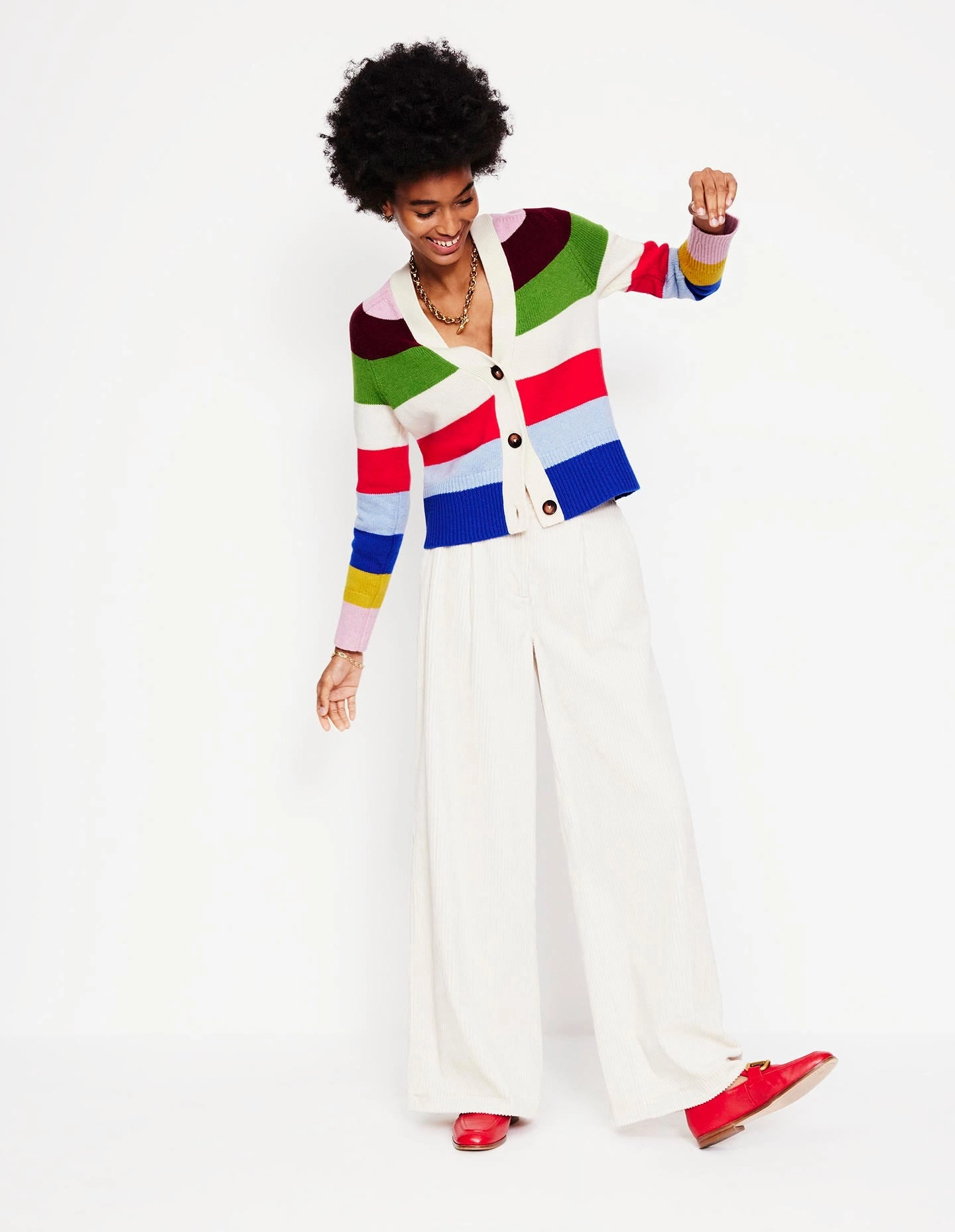 Durable Stitching Olivia Merino Cardigan-Multi, Rainbow