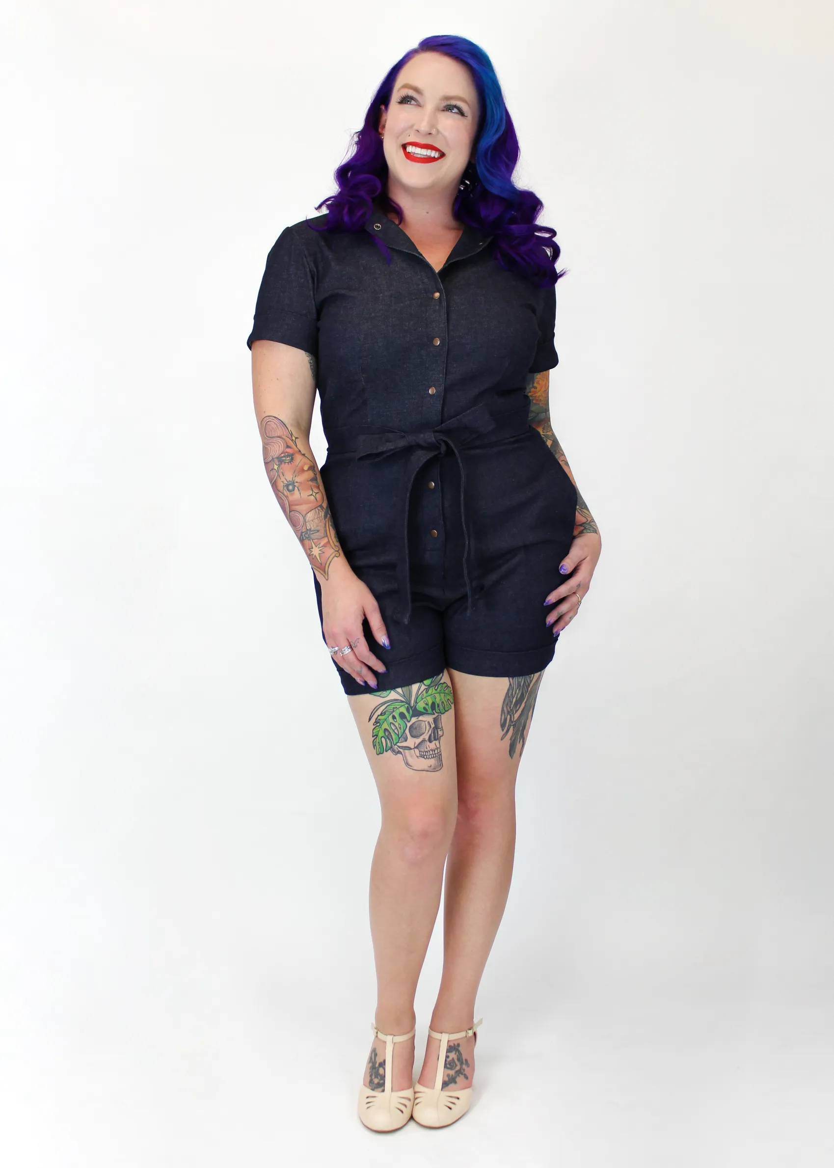 Tapered Cut AdvancedAirflowChannels One Piece Denim Romper #DRS