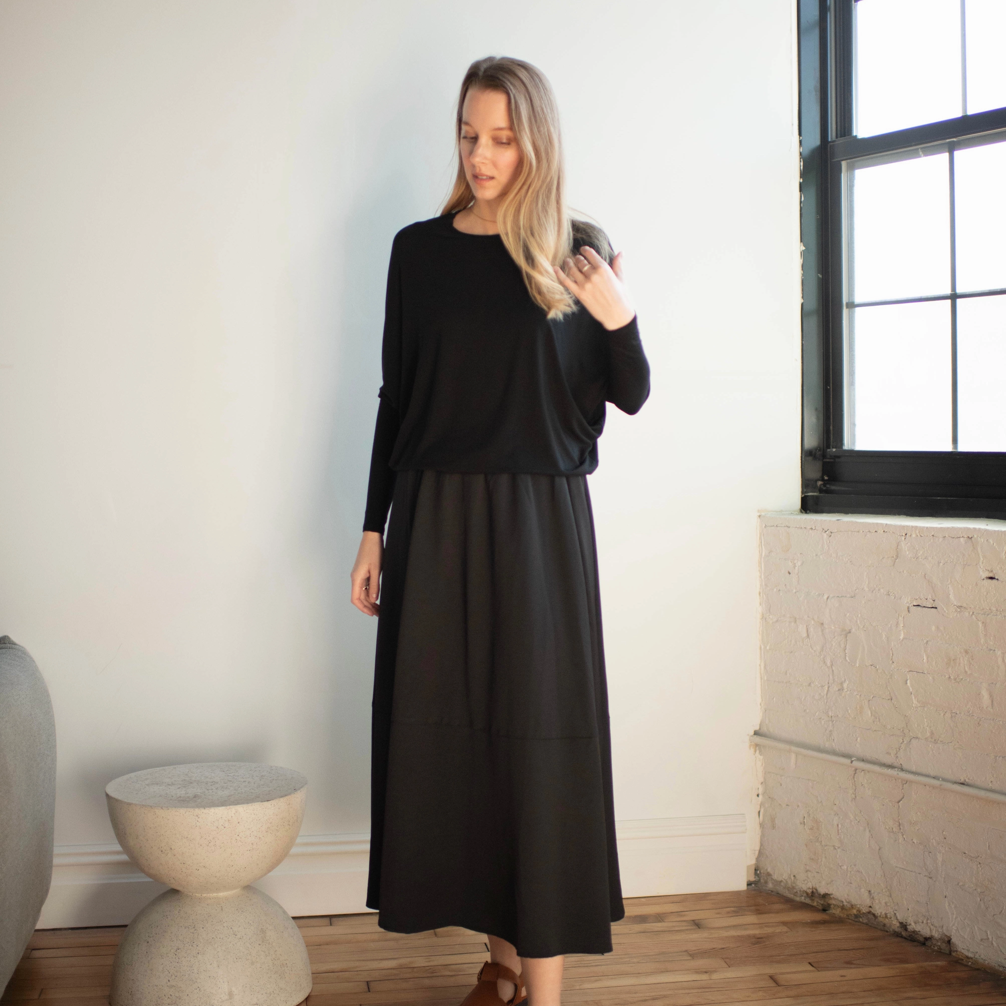 Layered Collar System Dolman Tee | Black