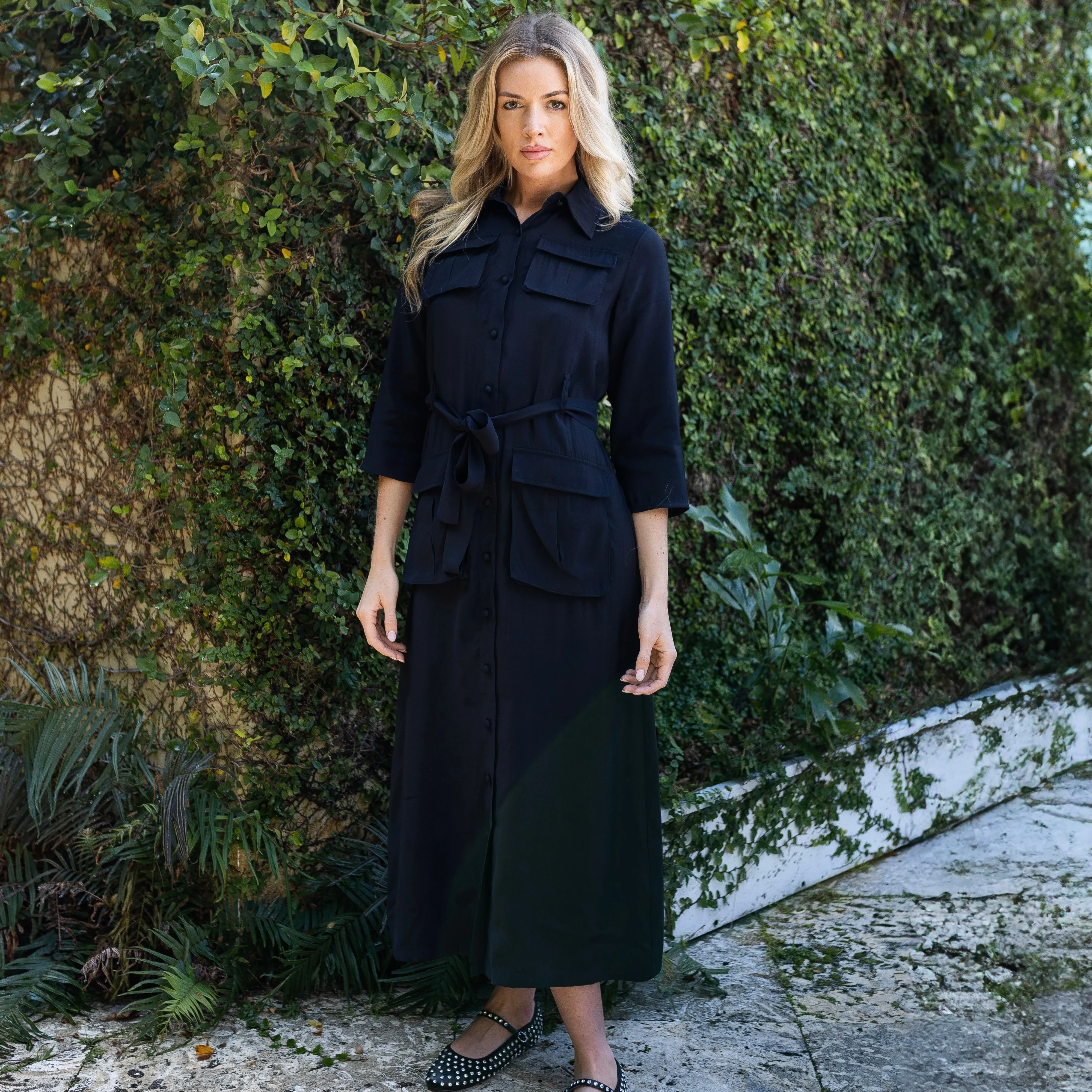 Belted Shirtdress | Black [Final Sale] Street Flex