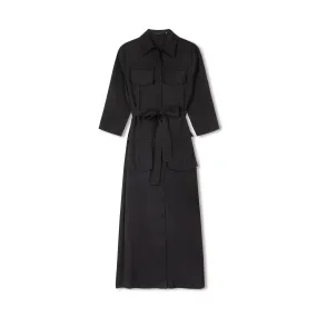 Belted Shirtdress | Black [Final Sale] Delicate Edge Travel Edge