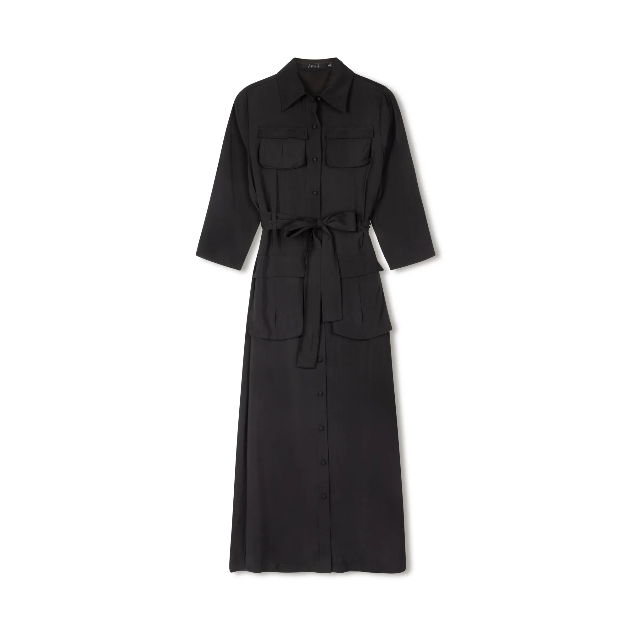 Belted Shirtdress | Black [Final Sale] Delicate Edge Travel Edge