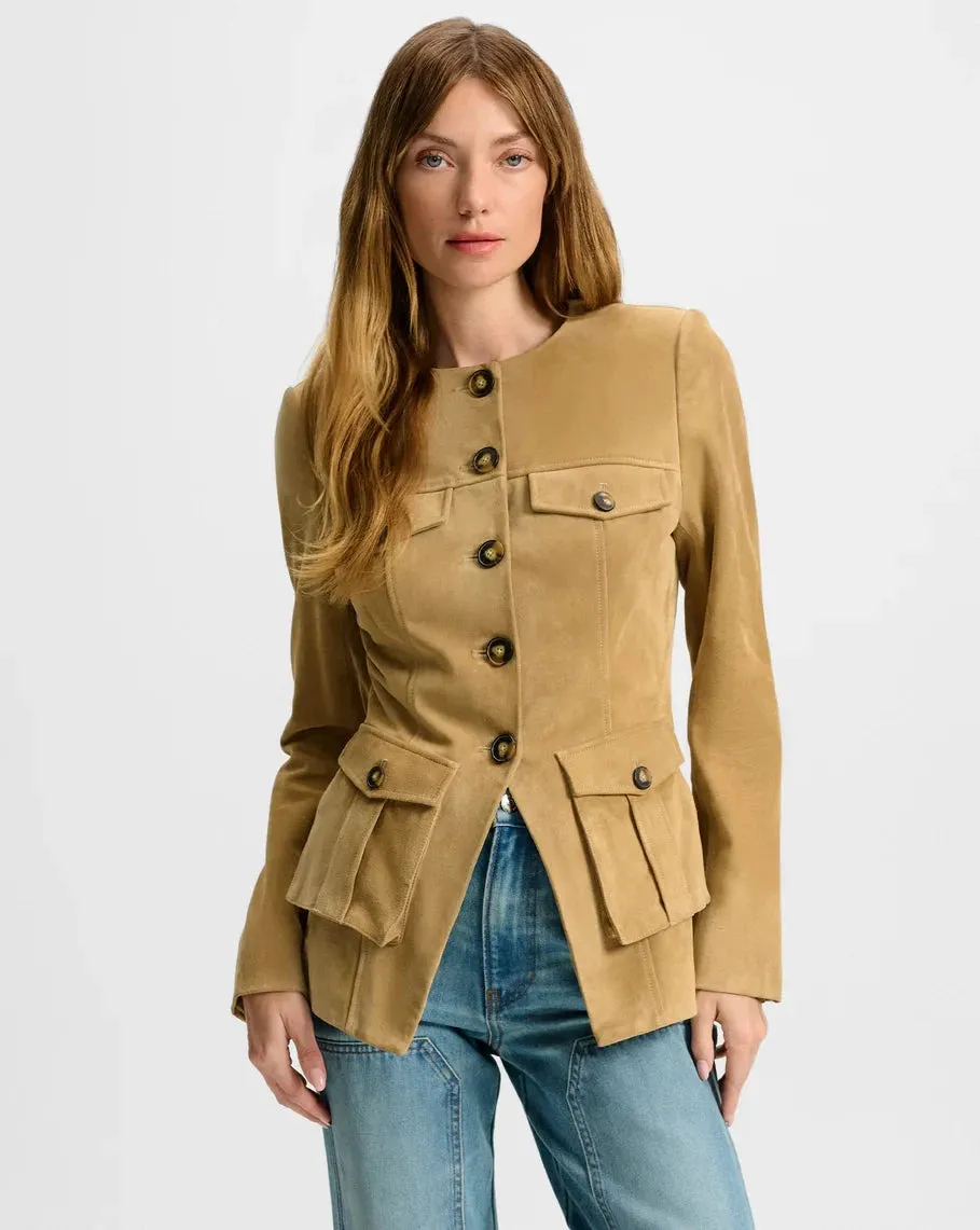 Hood Included Orrin Suede Jacket Desert Khaki