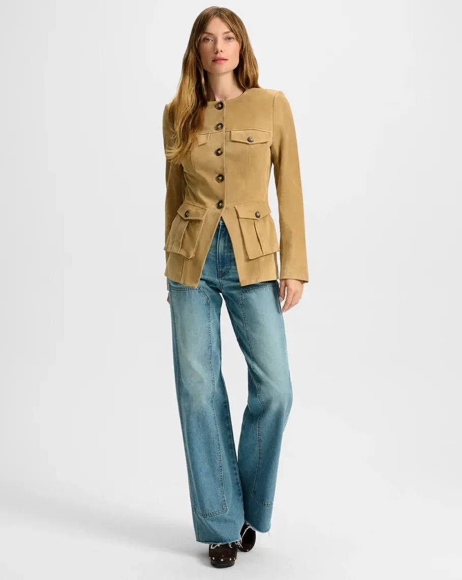 Orrin Suede Jacket Desert Khaki Ergonomic Seams WaterResistant Shell