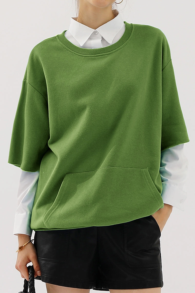 ReflectiveAccents Breathable Knit Fabric OVERSIZED SWEATSHIRT WITH KANGAROO POCKET