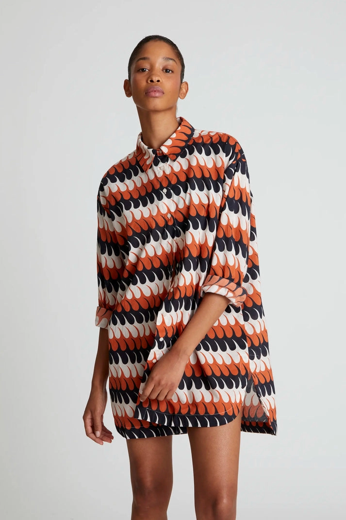 Oversized Tunic in Levante Geo Quick Dry Material