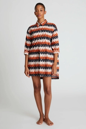 Oversized Tunic in Levante Geo Office Wear Minimalist Detailing