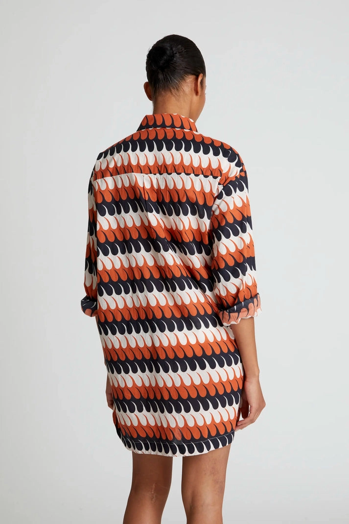 Oversized Tunic in Levante Geo Stretch Blouse Anti Static Fabric