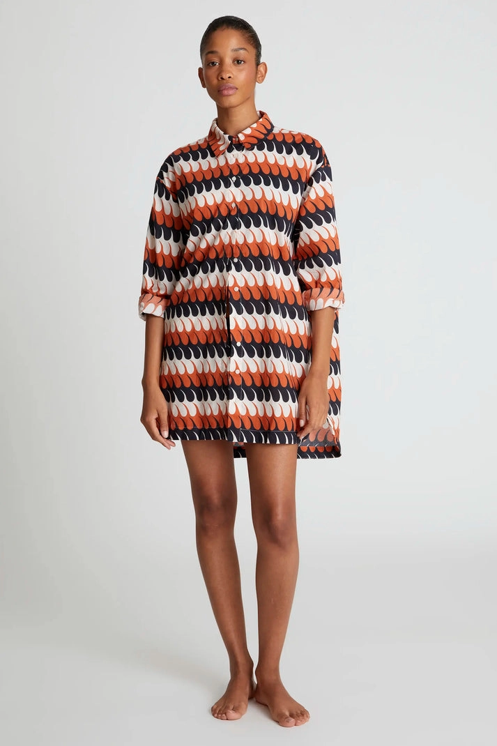 Oversized Tunic in Levante Geo Office Wear Minimalist Detailing