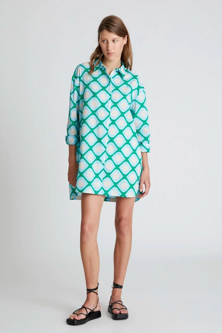 Oversized Tunic in Turquoise Geo Eco Conscious Packaging