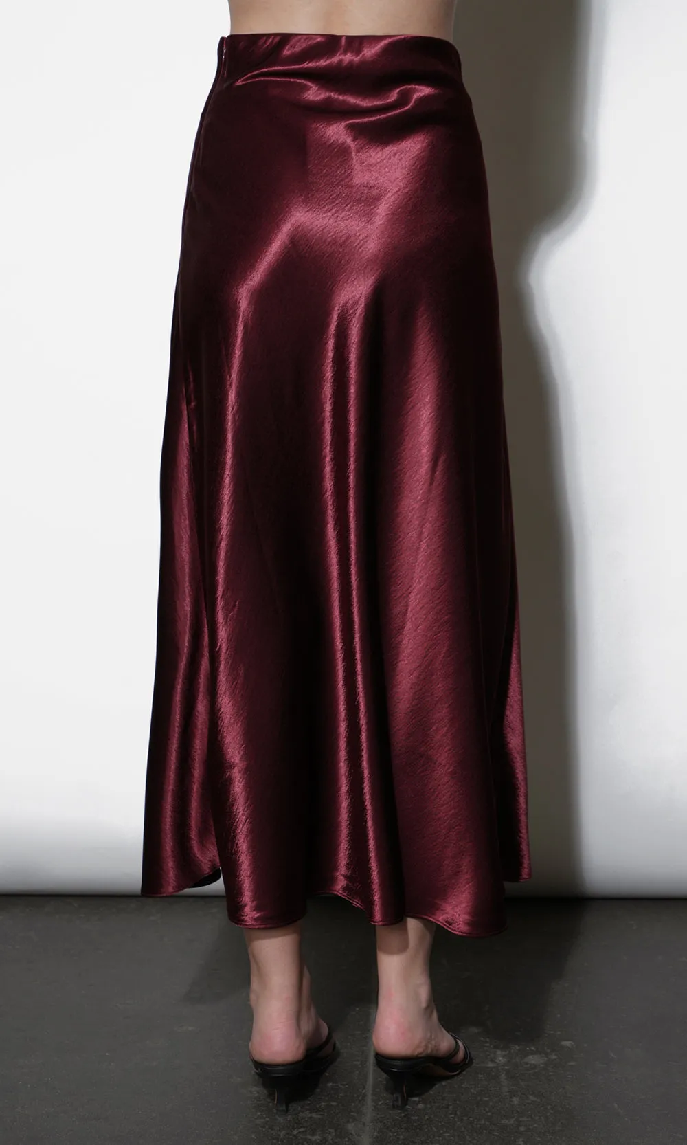 Paige Midi Slip Skirt in Dark Cherry Classic Touch Polished Style