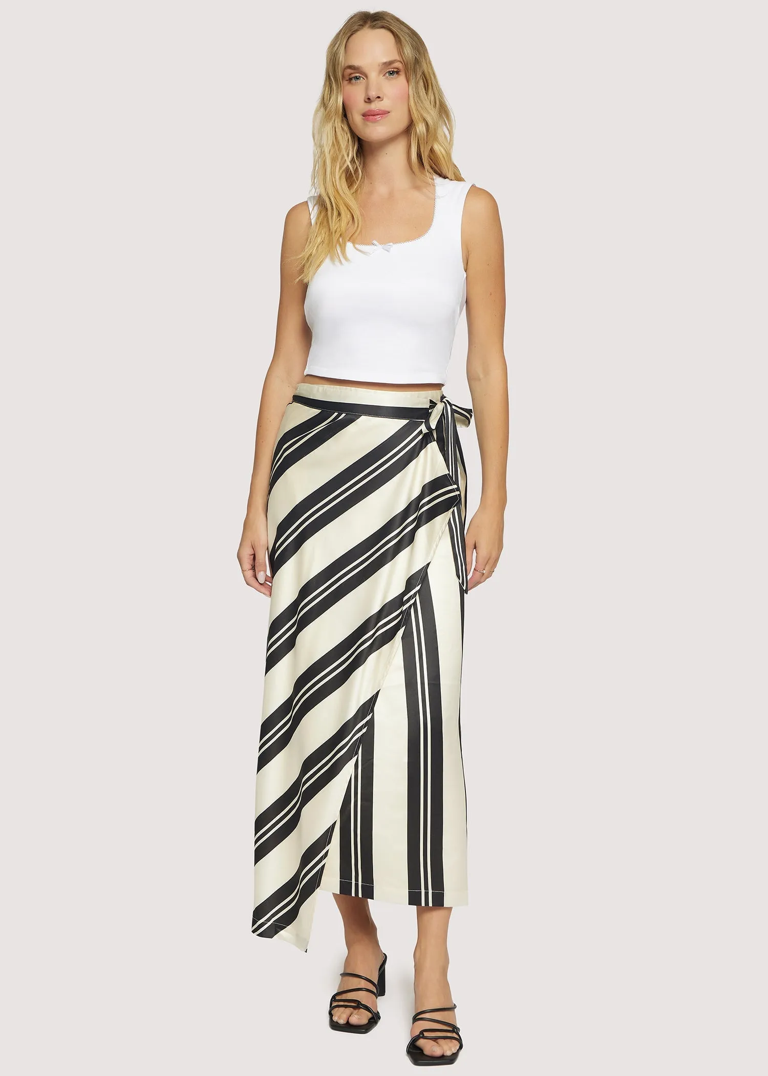 Modern Wardrobe Vibrant color Palermo Maxi Skirt in Cream/Black