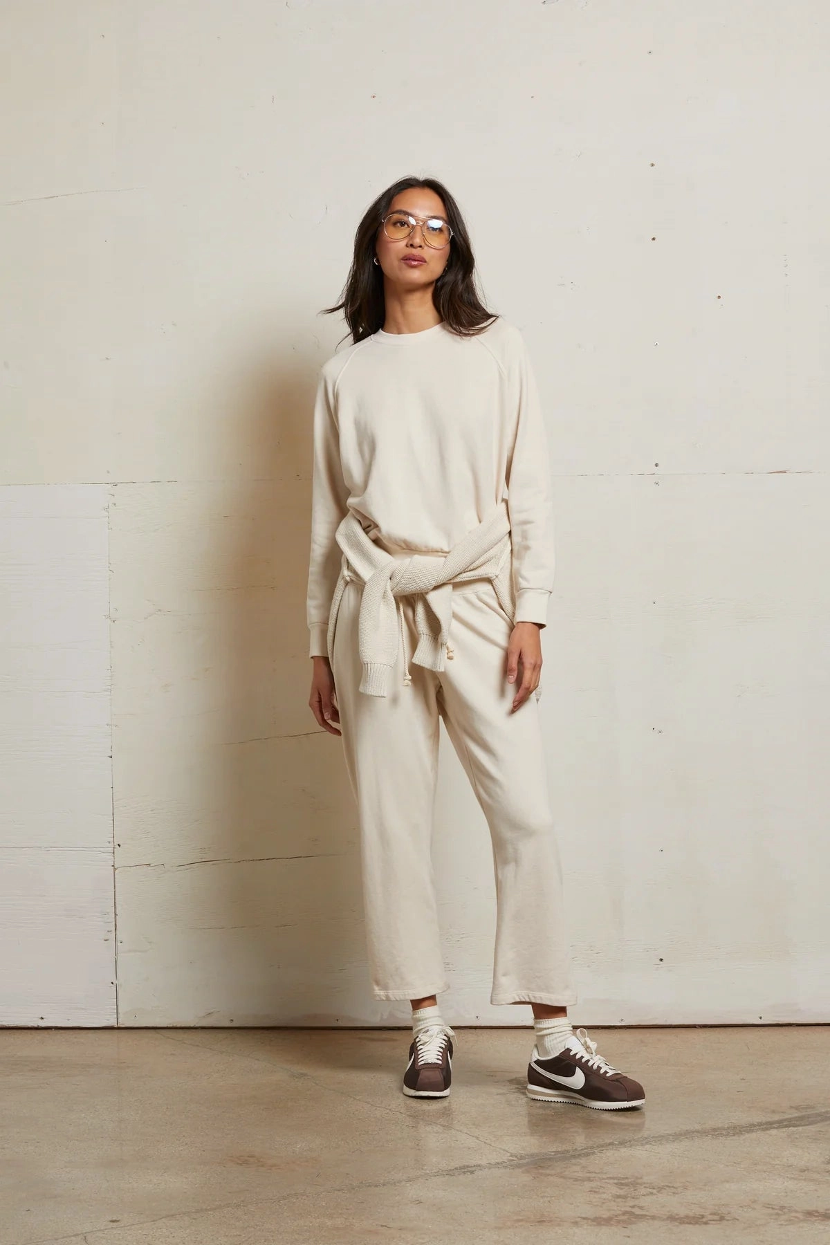 Palmer Beach Fleece Crew Neck Sweatshirt in Sugar Scoop Neck Shape Non Chafe Armholes