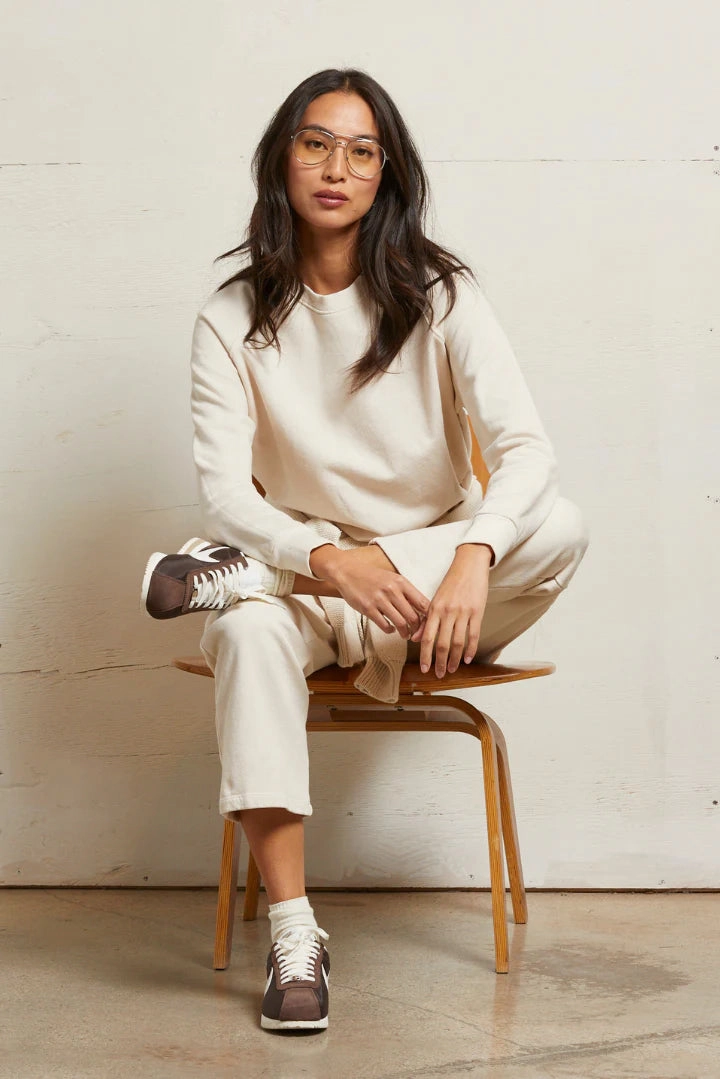 NonIrritatingTags Palmer Beach Fleece Crew Neck Sweatshirt in Sugar