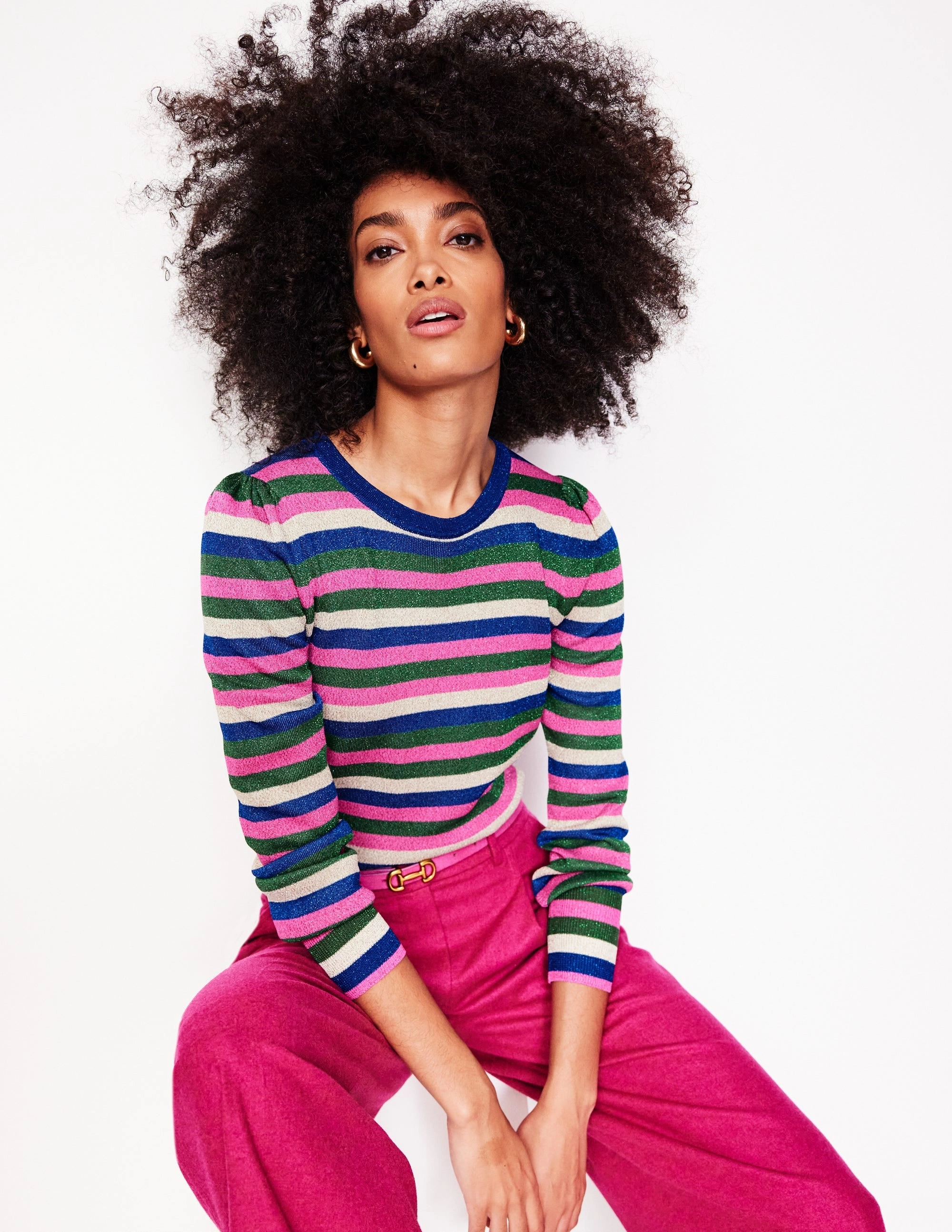Layered Look Party Stripe Jumper-Multi Stripe