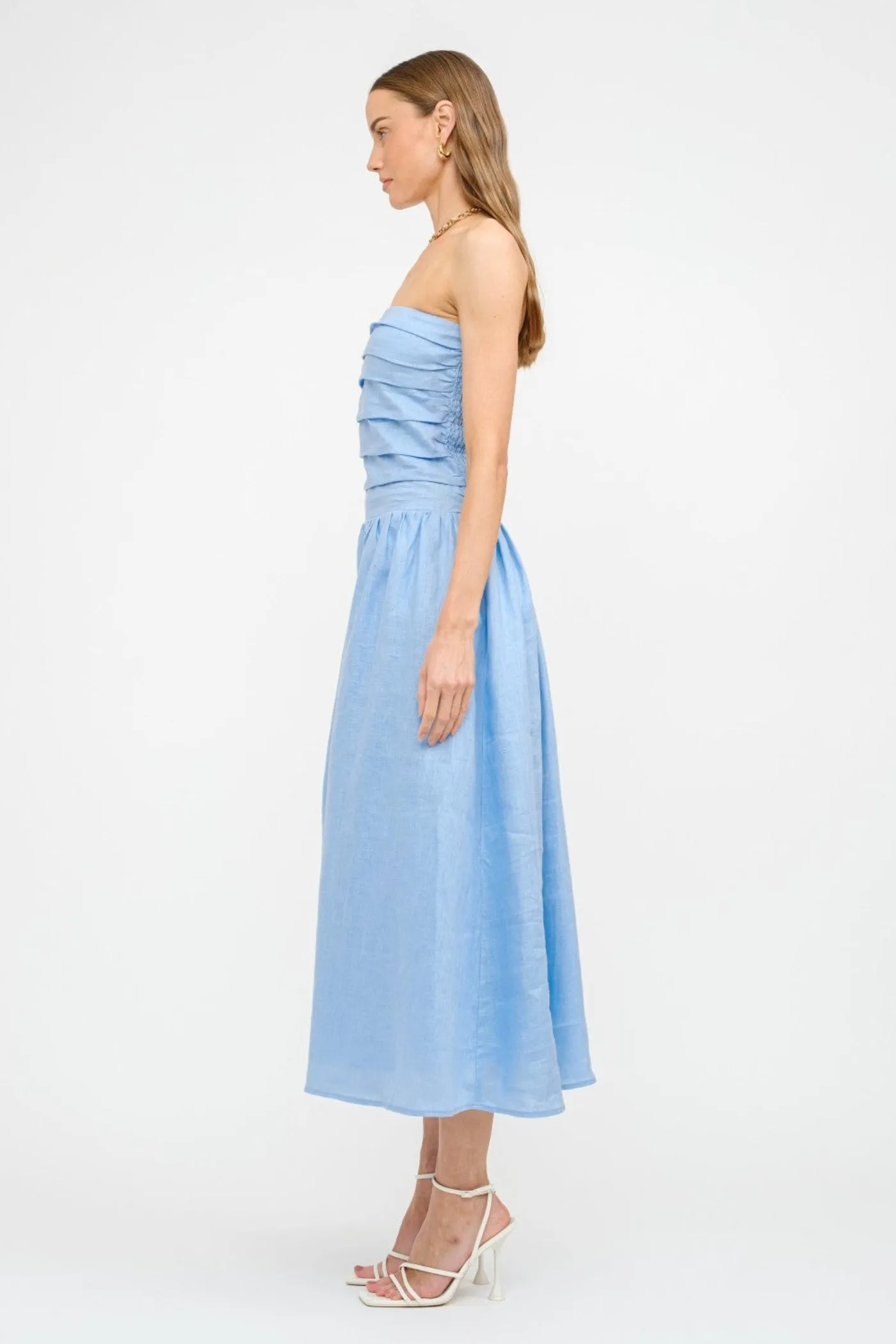 PENELOPE LINEN STRAPLESS MIDI DRESS Profile Enhancer