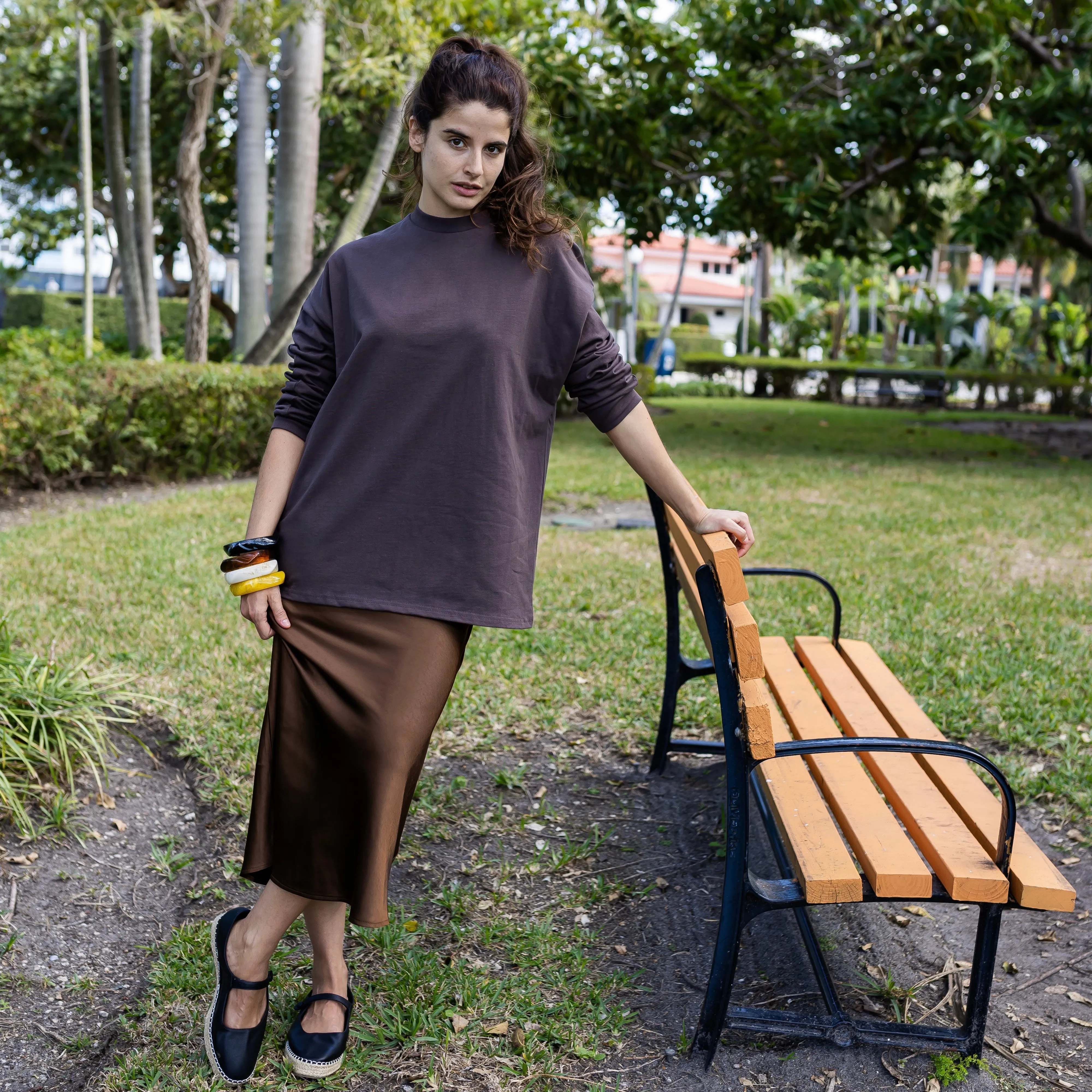 Midi Slip Skirt | Chocolate Warm Fit Formal Look