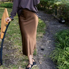 Midi Slip Skirt | Chocolate All Fit Flexible Ankle Cuffs