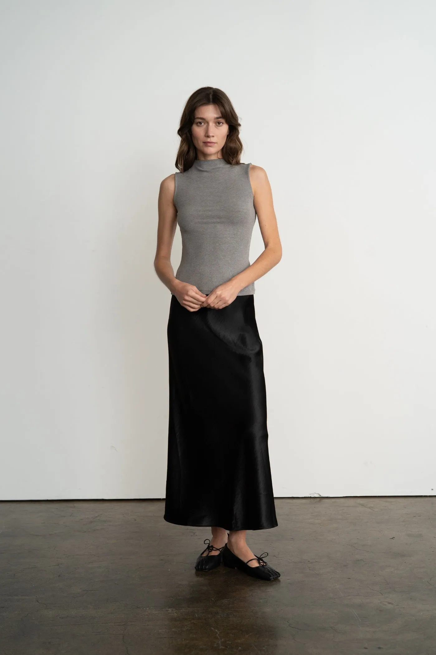 Stretchy SABRINA SATIN LONG SKIRT