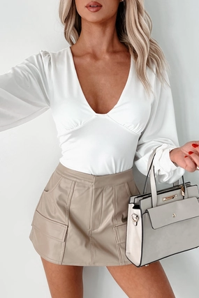 DOORBUSTER Serene Energy V-Neck Bodysuit (Ivory) Work Commute Breathable Fabric